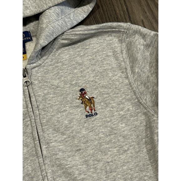 Polo Ralph Lauren Polo Bear Zip Up Hoodie Jacket Gray Multi Toddler Size 7 - Picture 2 of 3
